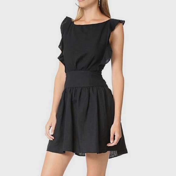NWT🌺 Free People Little Black Mini Tie Ruffle Dress, XS - Picture 5 of 13